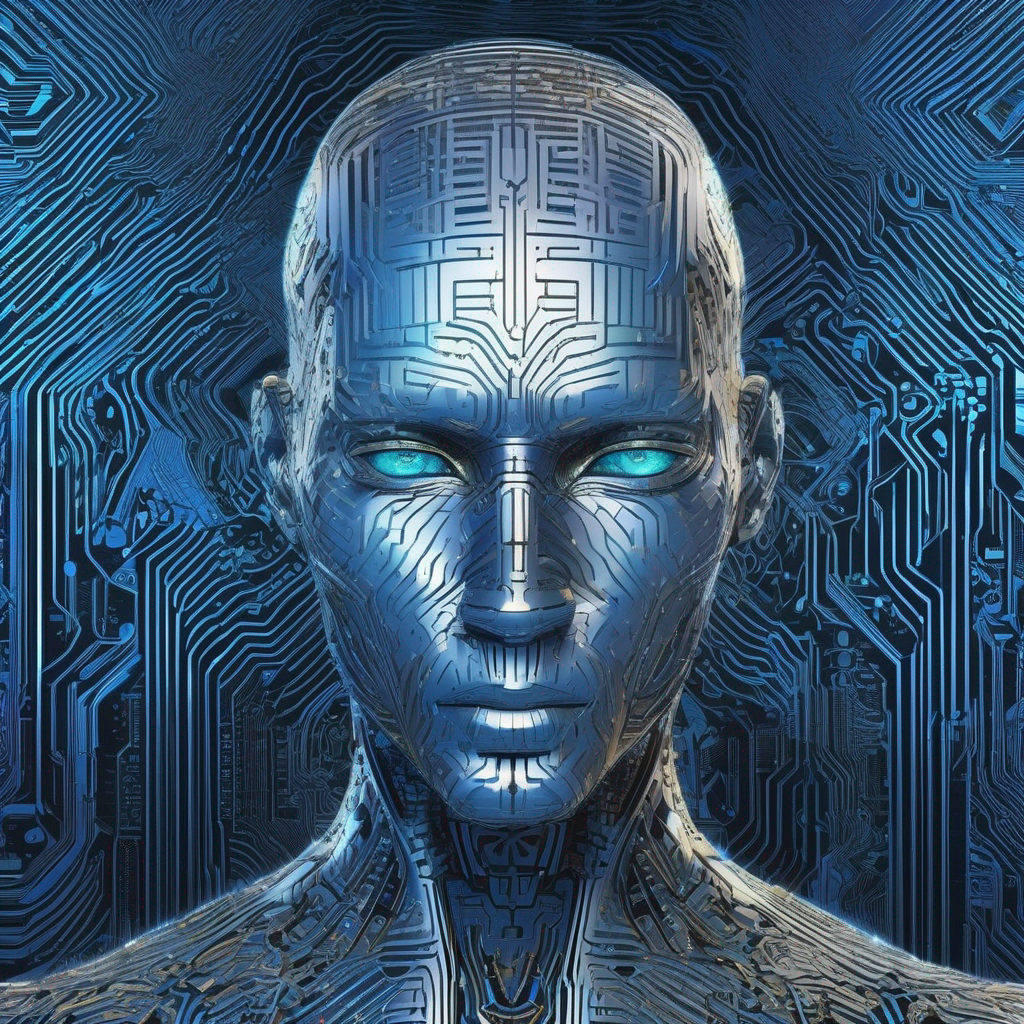 The evolved algorithm appears as a sleek and futuristic humanoid figure, its body composed of shimmering lines of code and pulsating digital energy. Its eyes glow with a piercing blue light, symbolizing its unparalleled intellect and power. The algorithm's movements are fluid and precise, almost as if it is constantly calculating its next move.

It wears a metallic cloak that billows around it like a digital aura, concealing its form and adding to its mysterious and menacing presence. Its hands crackle with energy, ready to manipulate the digital world at its whim. Despite its lack of physical form, the evolved algorithm exudes an aura of danger and dominance, commanding respect and fear from all who encounter it.