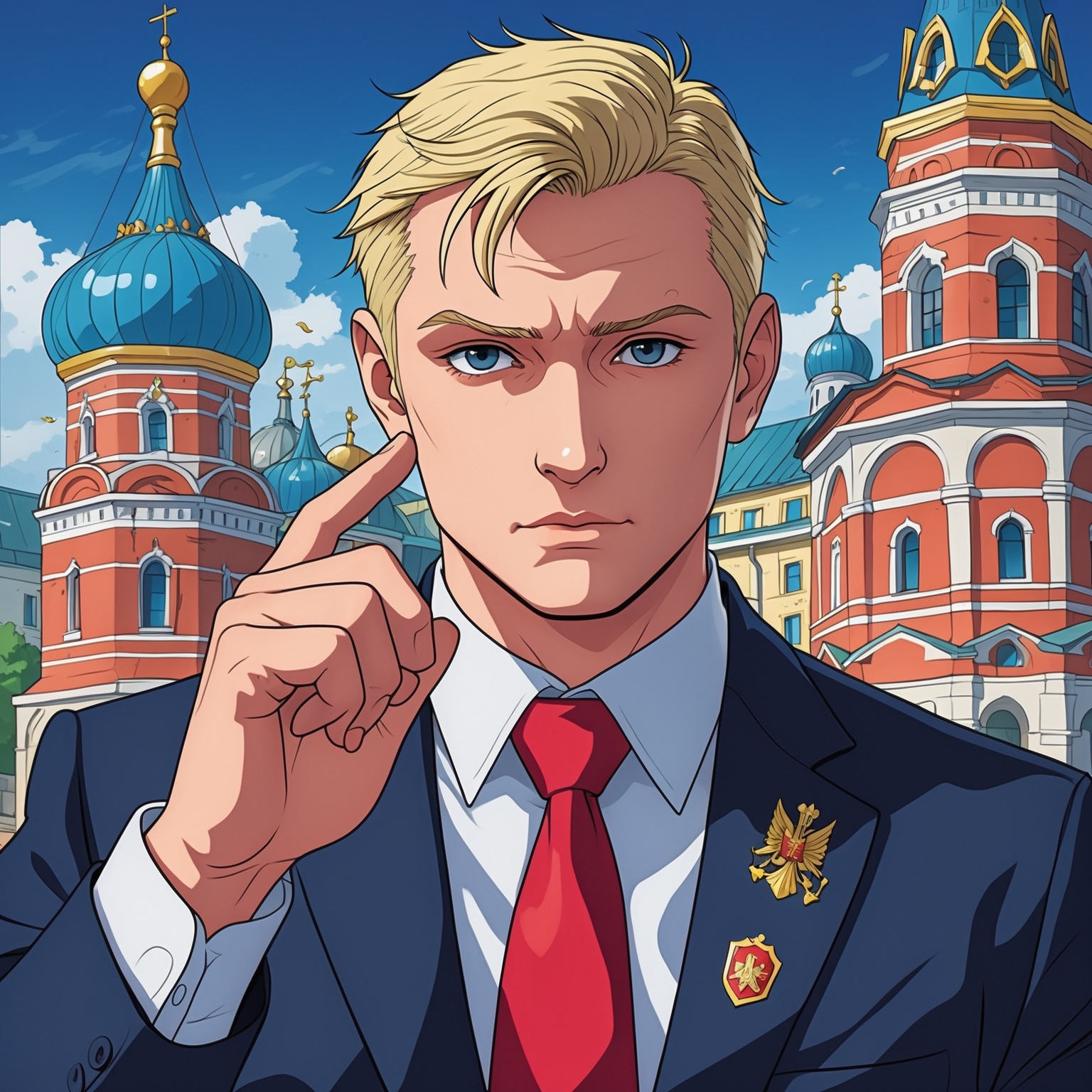 putin, anime art style