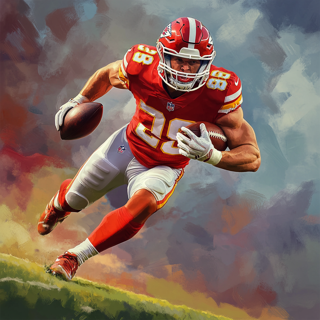 Travis Kelce  NFL player, picture in action, in GTA art style