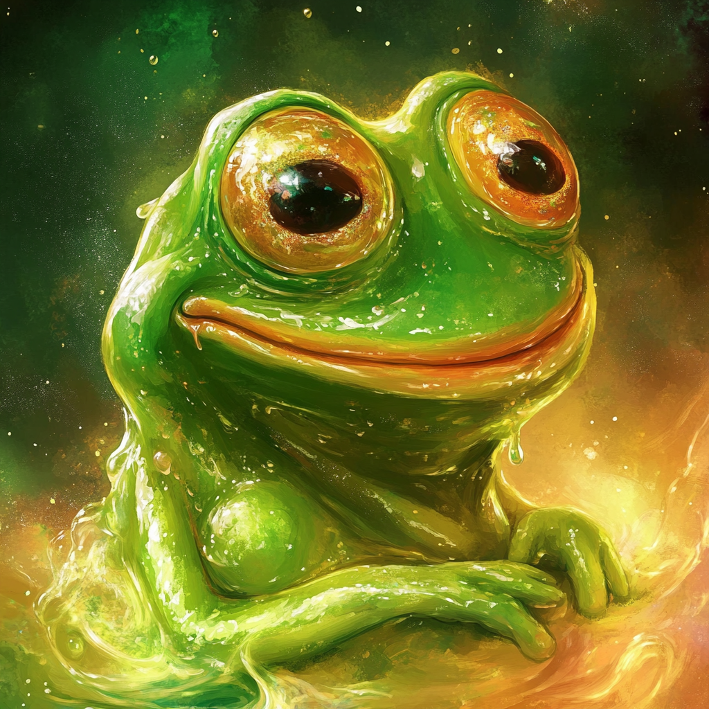 pepe meme in jelly art style