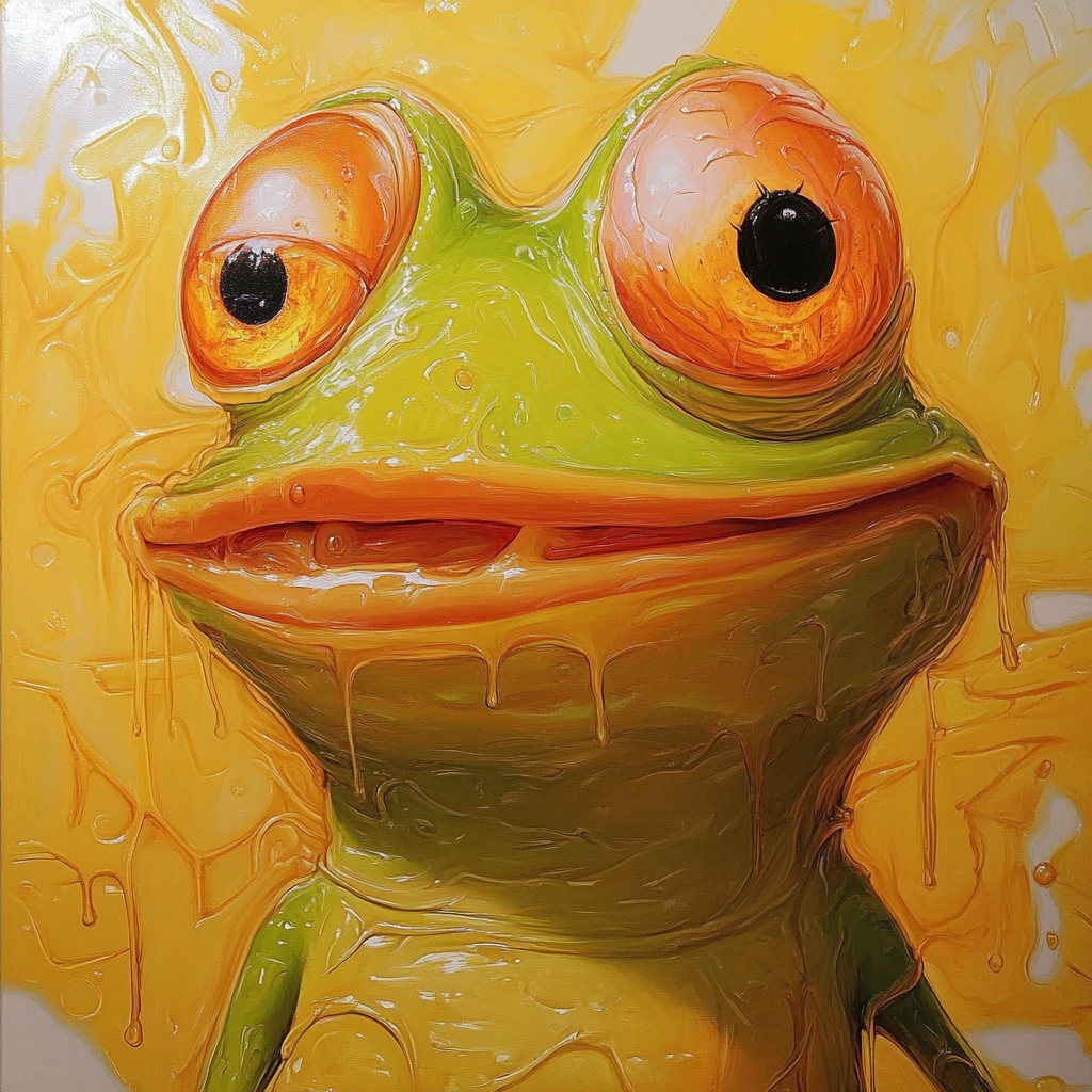 pepe meme in jelly art style