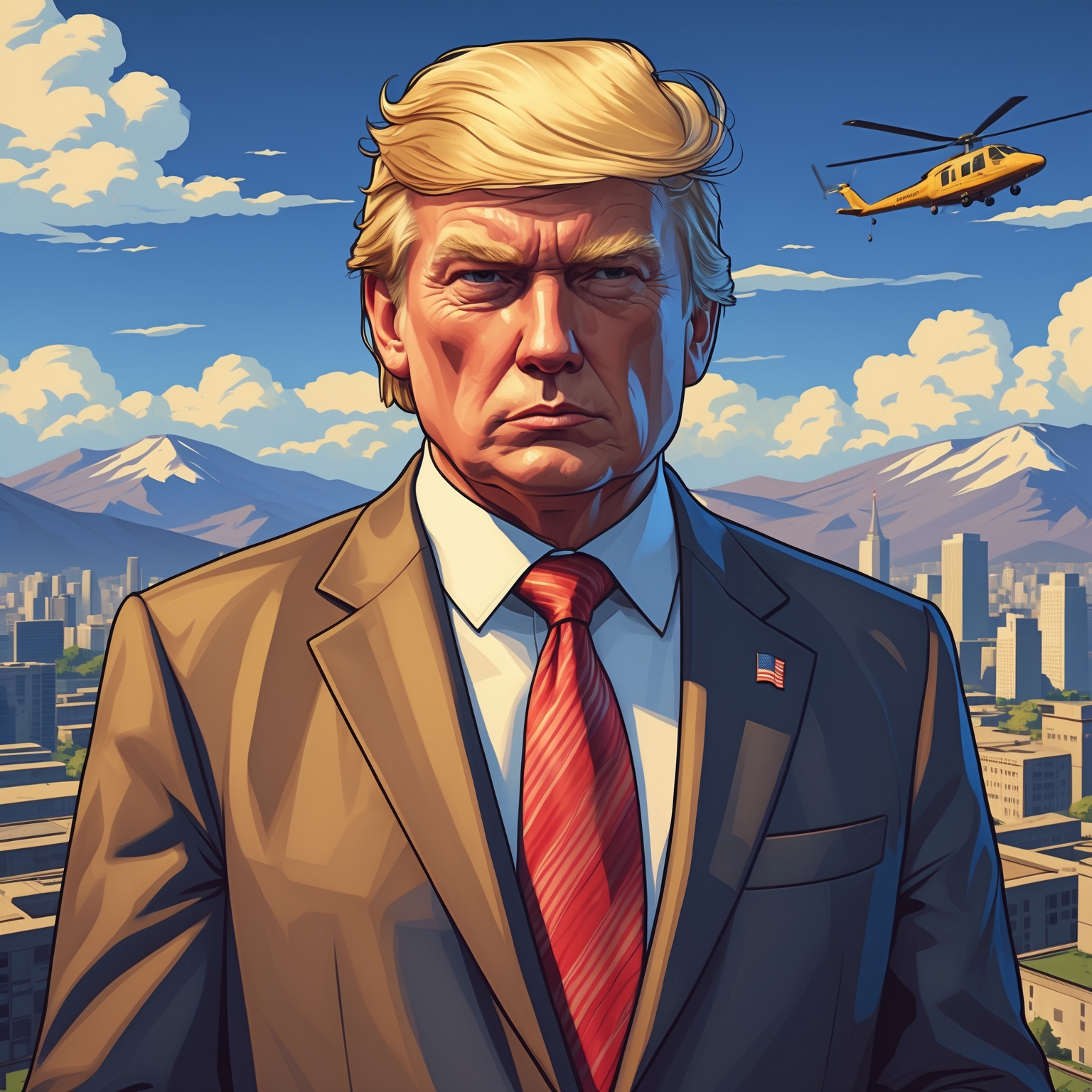 robinhood trump in gta art style