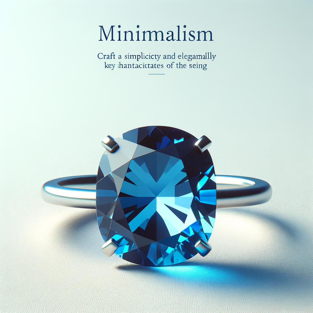 Create a minimalist wedding ring with ocean blue stone on it