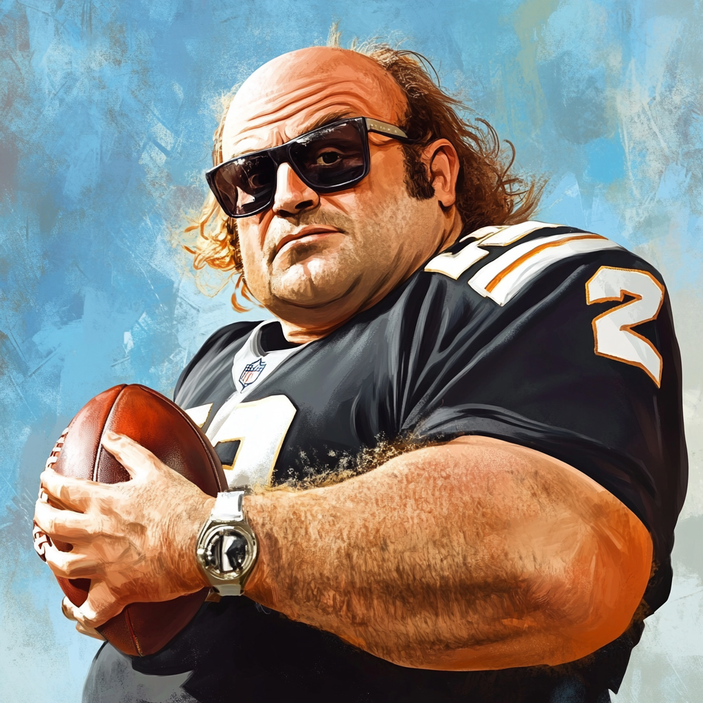 Danny DeVito as NFL player, in GTA art style.