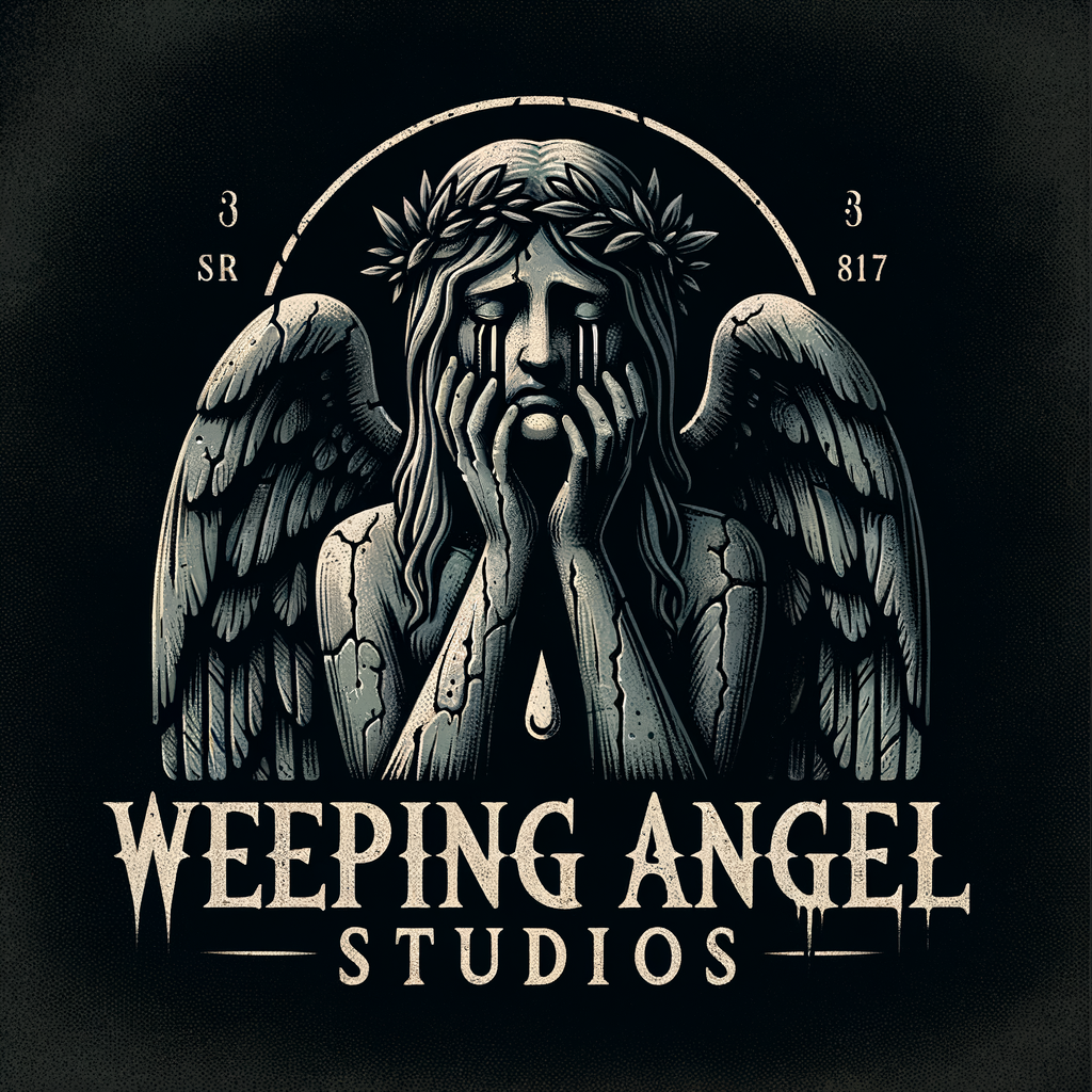 Design a dark and macabre logo for my recording studio. The name is Weeping Angel Studios