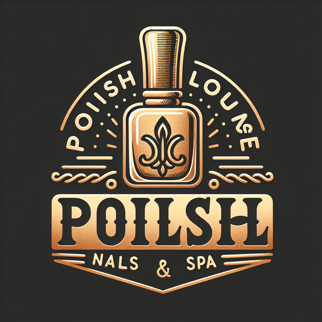 Create logo Polish Lounge Nails & Spa. Use shape of nail polish in gold