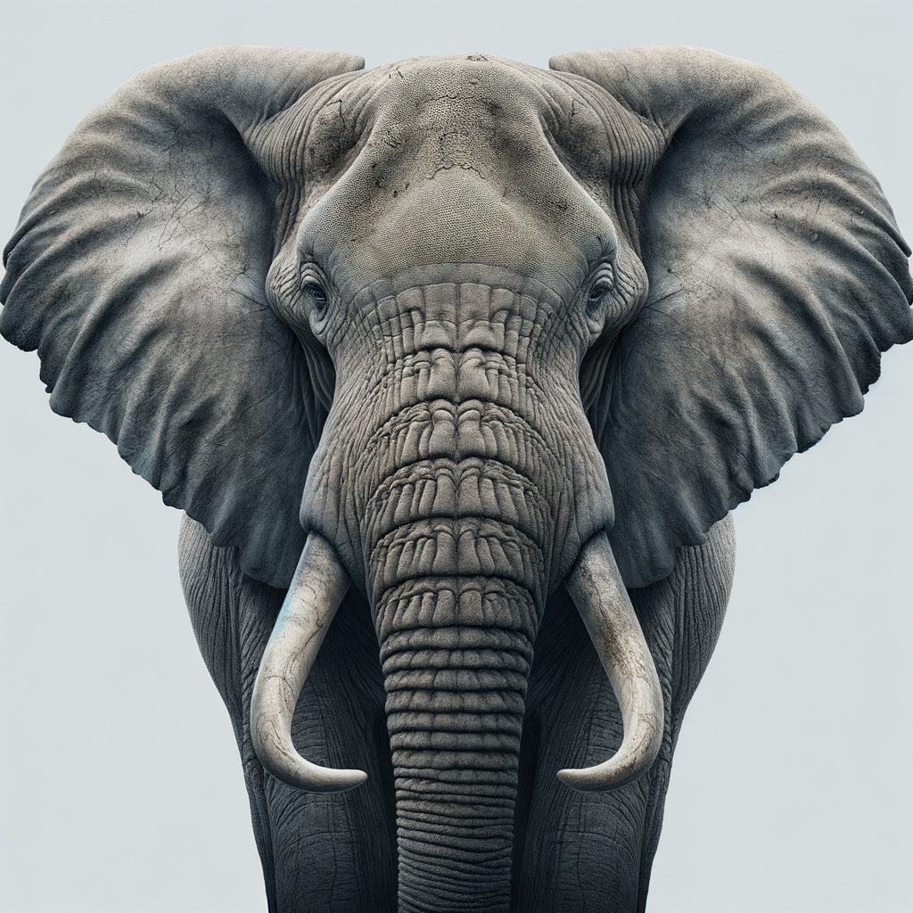 Create a hyper ultra photorealistic image of an elephant, portrait, 1:1