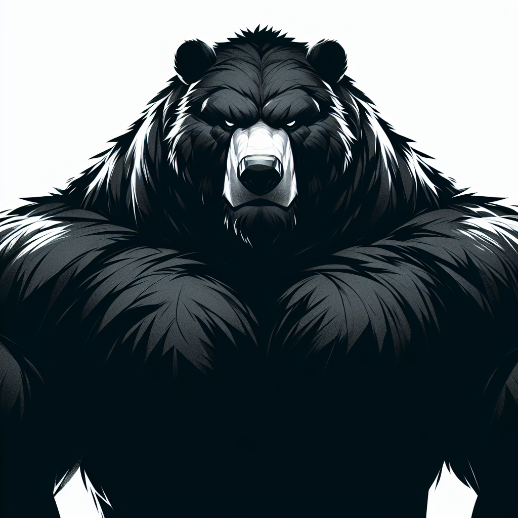 Big fat beefy black bear-like character