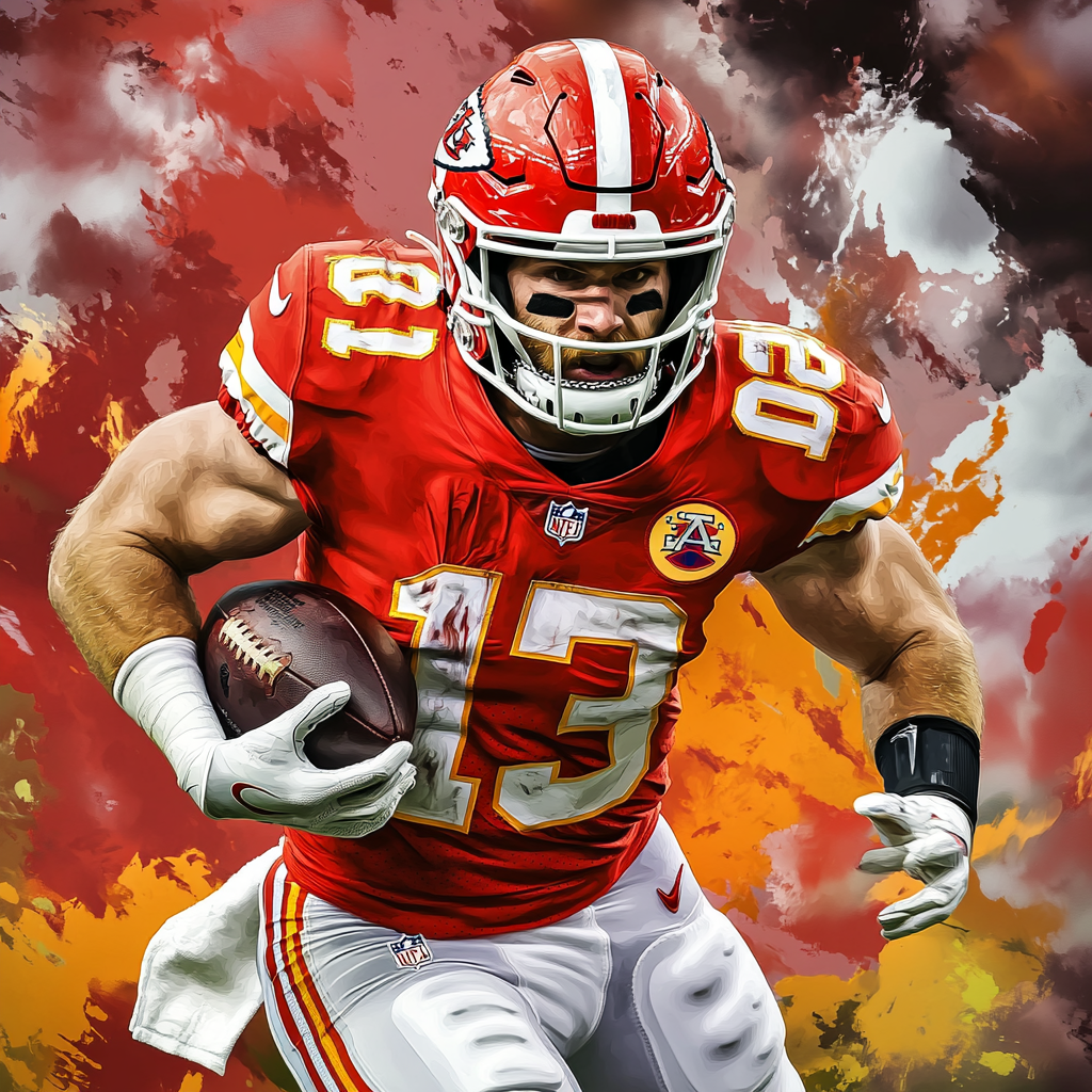 Travis Kelce  NFL player, picture in action, in GTA art style