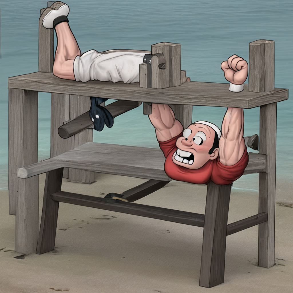 Popeye Bench Pressing the State Of Rhode Island