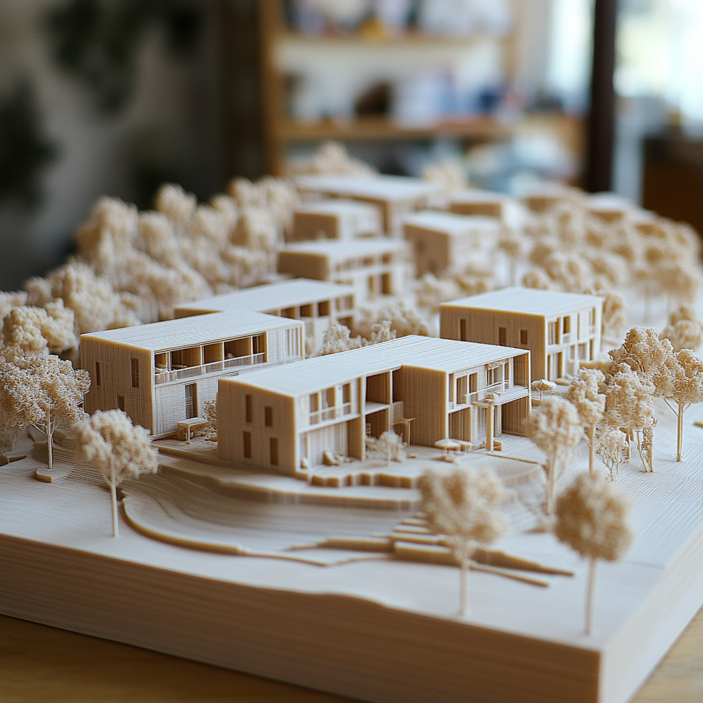 3D printed scale model of a housing development