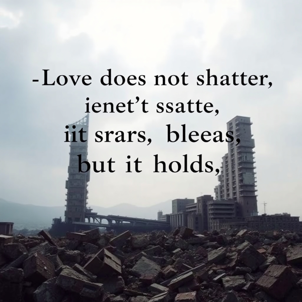 Love does not shatter; it scars, it bleeds, but it holds— even in the ruins of a broken world.