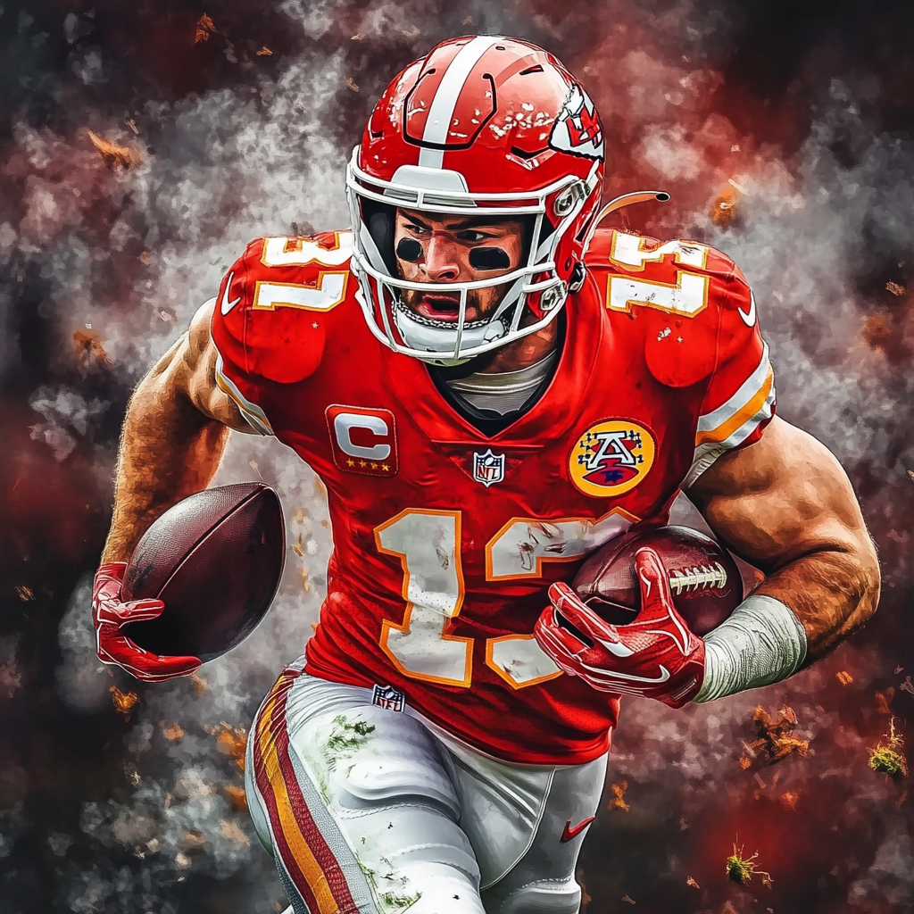 Travis Kelce  NFL player, picture in action, in GTA art style