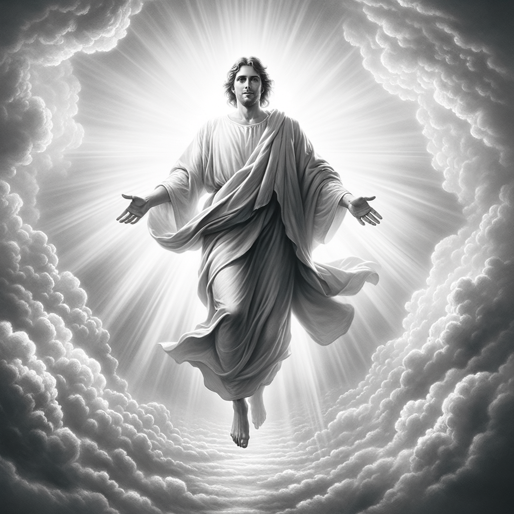 Create a image of Jesus Christ, coming in the clouds