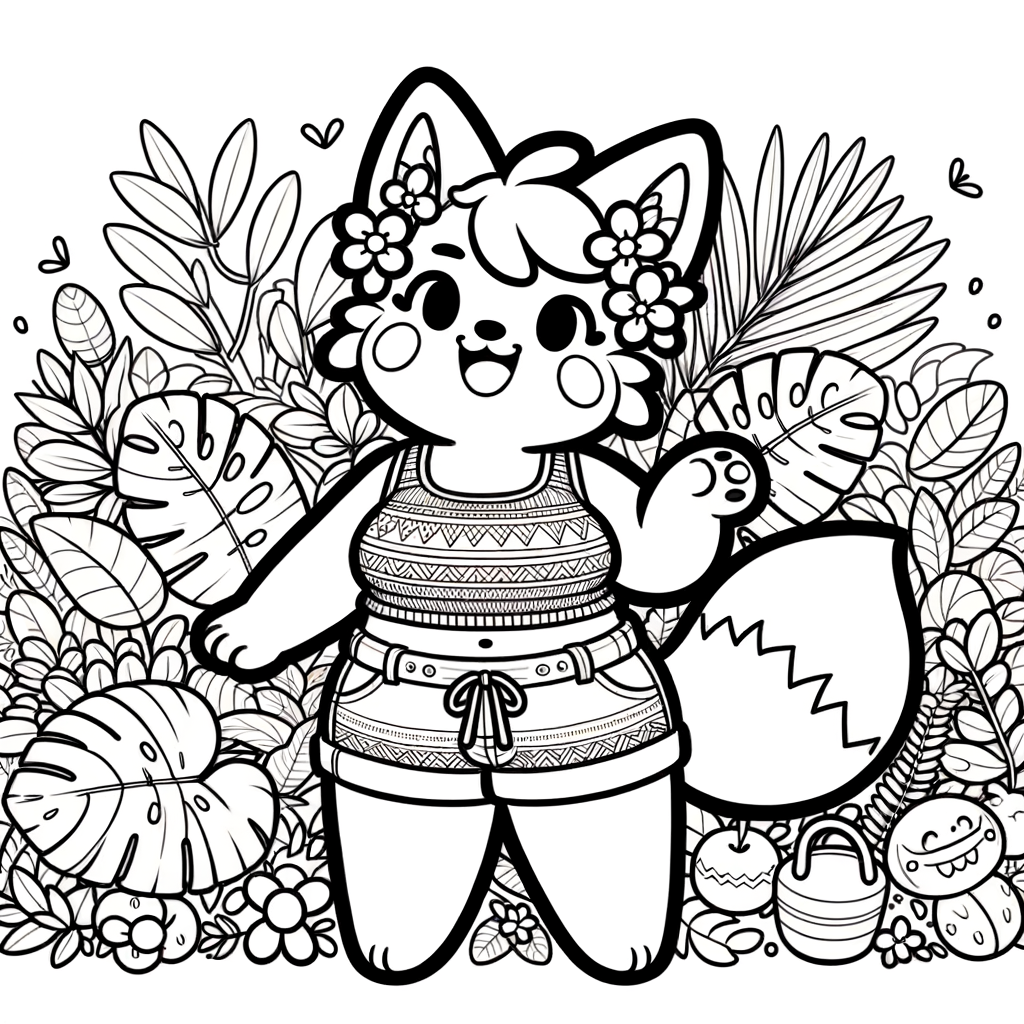 Chubby anthro fox female wearing a crop top and shorts