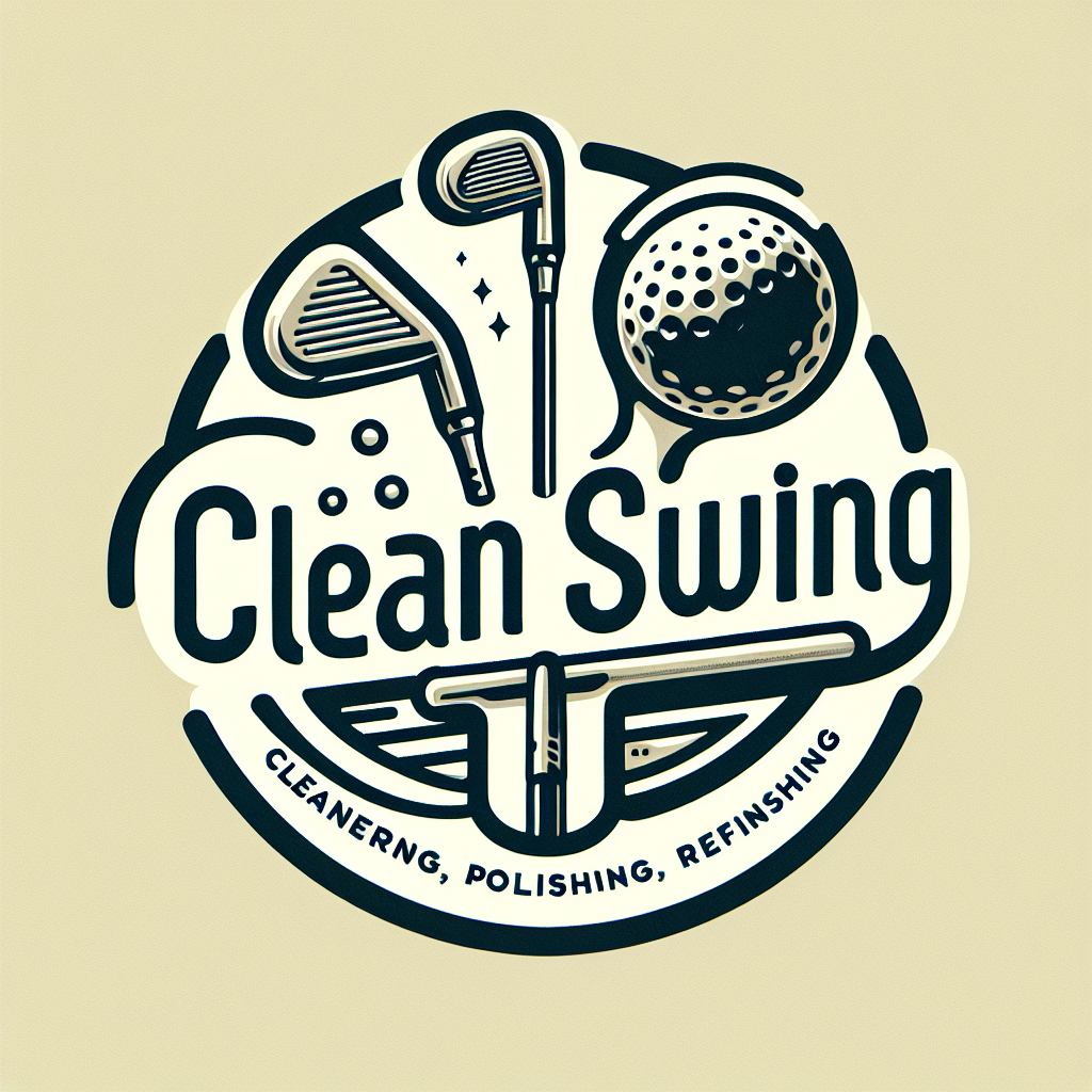 Design a logo for "Clean Swing," a golf club cleaning, buffering, polishing, and refinishing service. The logo should have a modern, minimalist design. Implement a more unique logo and stay away from a cliche gold logo design. The text "Clean Swing - cleaning, buffering, polishing, and refinishing golf clubs" should be in a clean, legible font, ensuring all letters are present and the text is fully visible within the logo frame with no added letters and numbers.  The overall style should be reminiscent of a high-end sporting goods brand.  Avoid overly cartoonish or cluttered designs. Follow the rule of 3 and all todays top modern logo design guidelines.