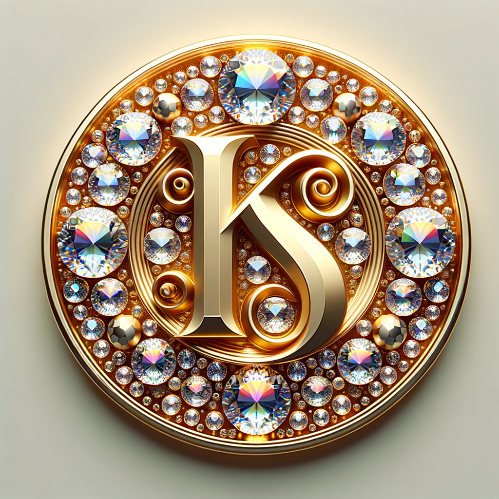 Create a 3-D realistic image of a gold circle and in the middle of the circle is the initials KS and add a couple diamonds to that