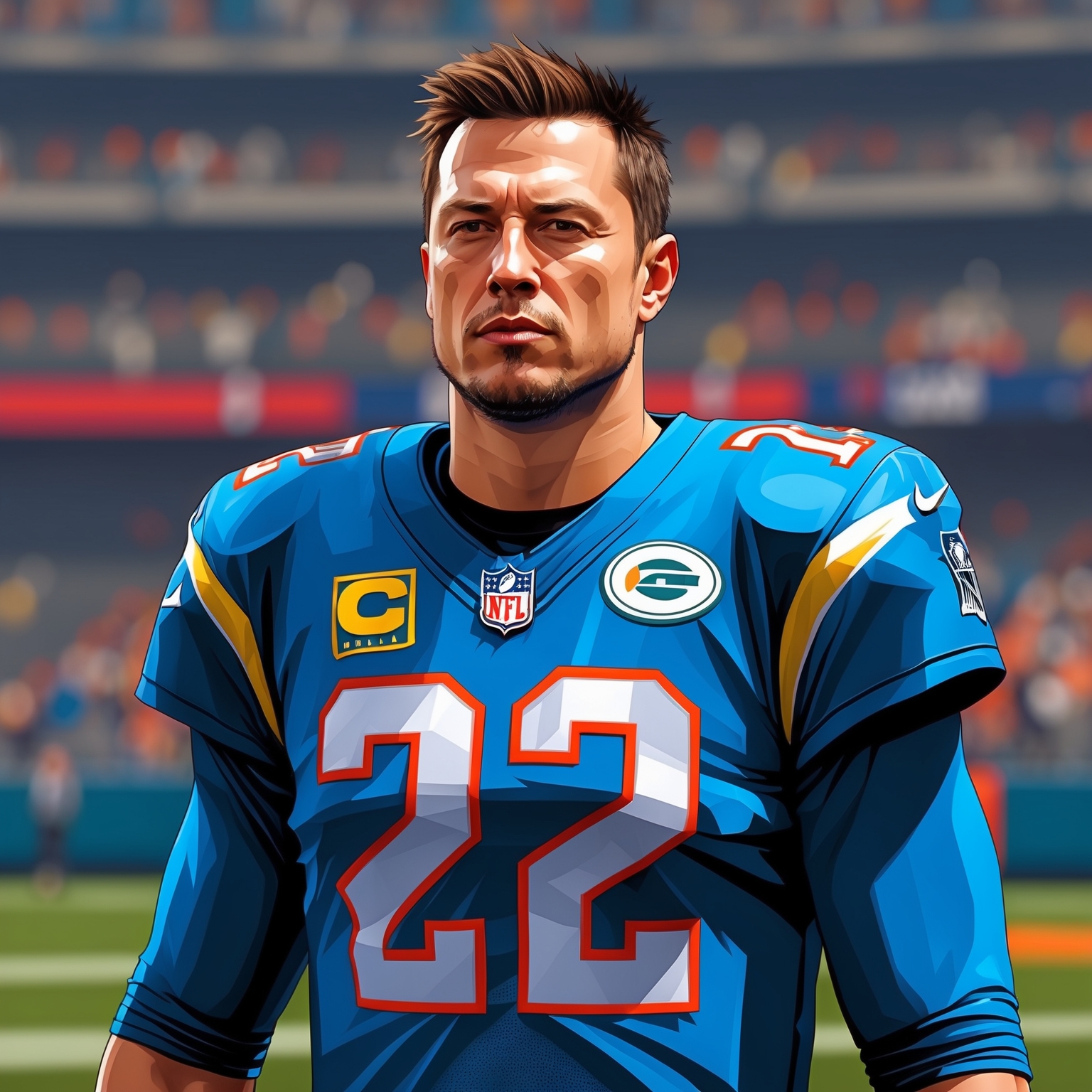 Elon Musk NFL player, in GTA art style