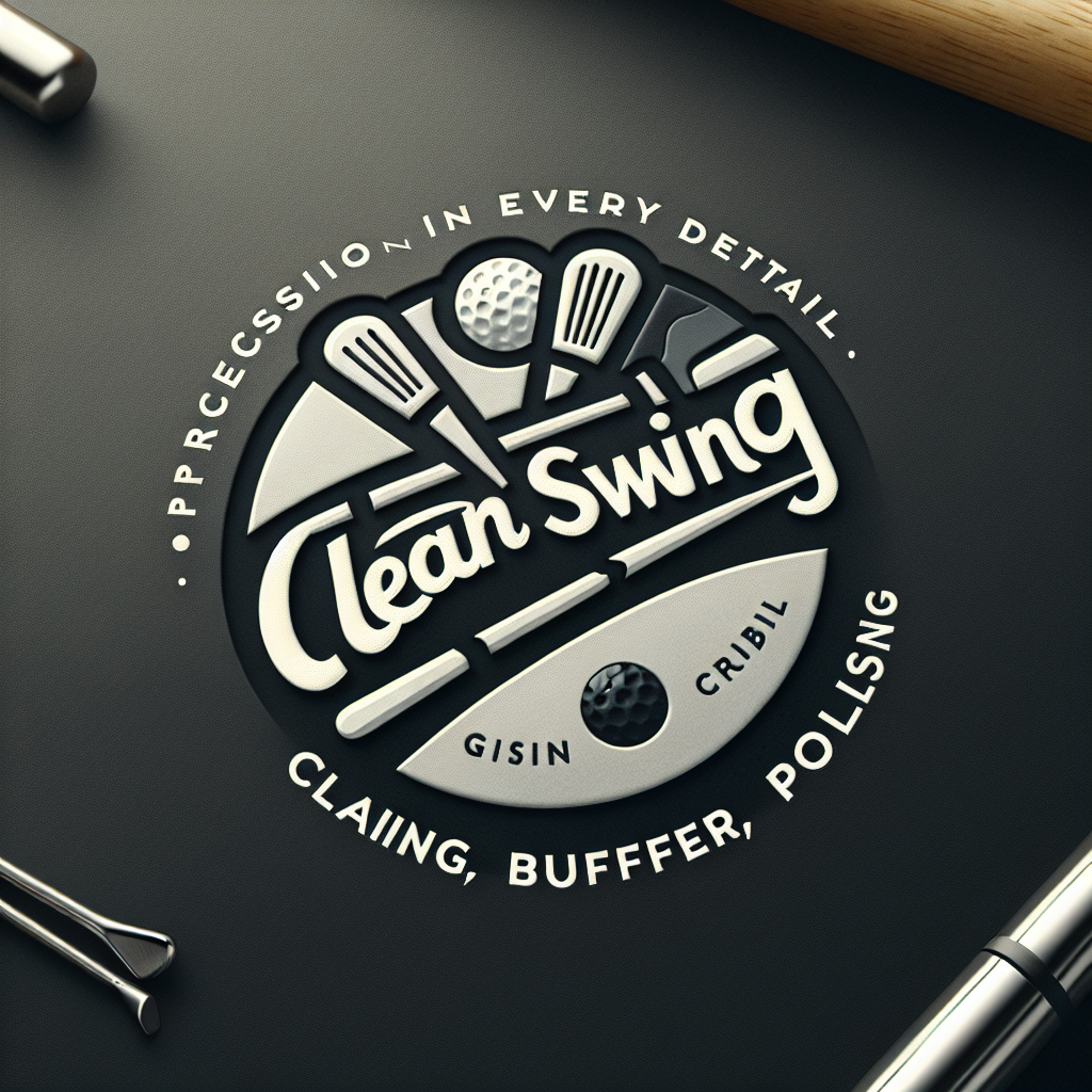 Create a sophisticated logo for "Clean Swing," offering golf club cleaning, buffering, polishing, and refinishing services. The design should embody a sleek, minimalist aesthetic, avoiding cliché and typical golf imagery. Feature the tagline "Precision in every detail" in a contemporary, readable typeface. Ensure the logo emanates a premium sporting goods feel, similar to brands like Nike, Adidas, Callaway, and Reebok, with an emphasis on simplicity, use of space, and a maximum of three colors or elements, adhering to modern logo design principles. Avoid cartoonish graphics or overly complex visuals.