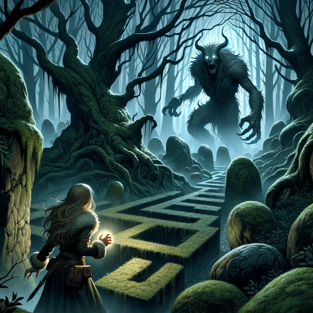 The Forest of Shadows
As Kerrie ventures into the Forest of Shadows, she encounters a series of treacherous obstacles, including a labyrinth and a menacing creature.