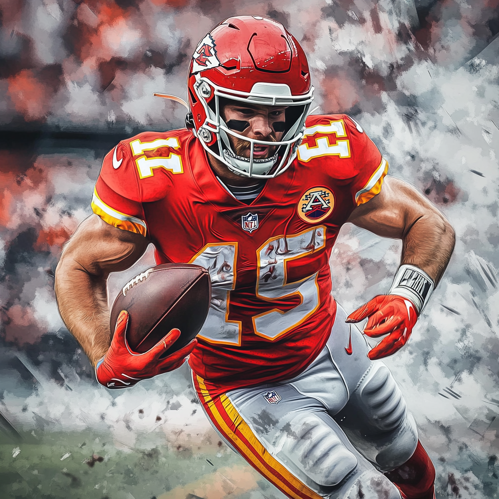 Travis Kelce  NFL player, picture in action, in GTA art style