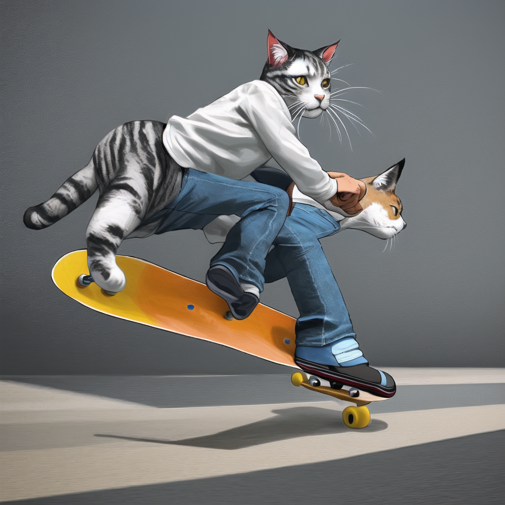 Cool cat riding a skateboard