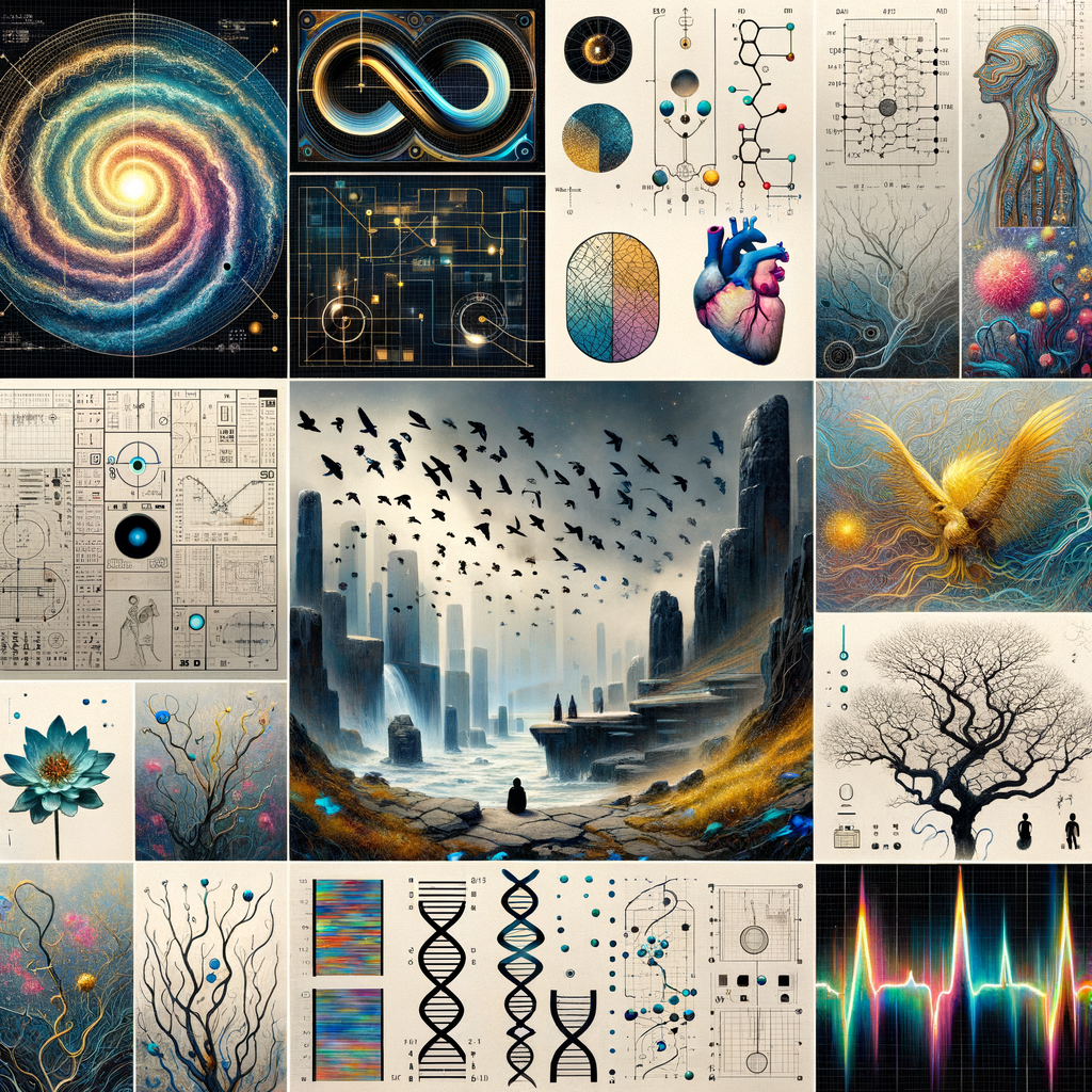 The golden ratio, Minimalist art Circuit, boards, circuitry, diagrams Cellular structures, DNA, circuit boards, colorful wires,  asian and Egyptian  graffiti, lie detector graphs, cardio, printout , branches infinity sign, cave, Art, handprints, distant birds flying, flowering vines, abstract gestural painting, dna, weather maps