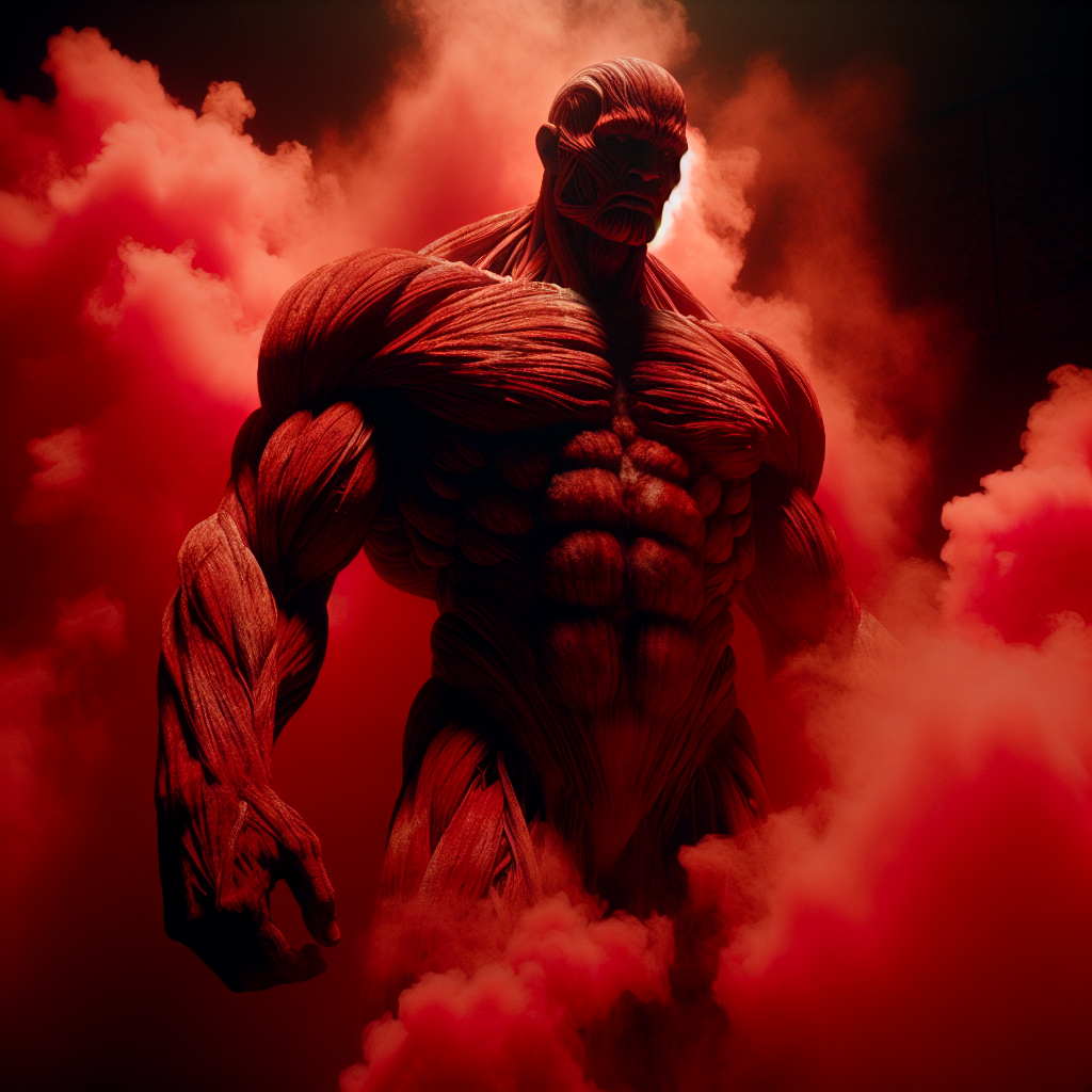 Red Fire smoke, Red hulk, muscular body, giant size, 4k,