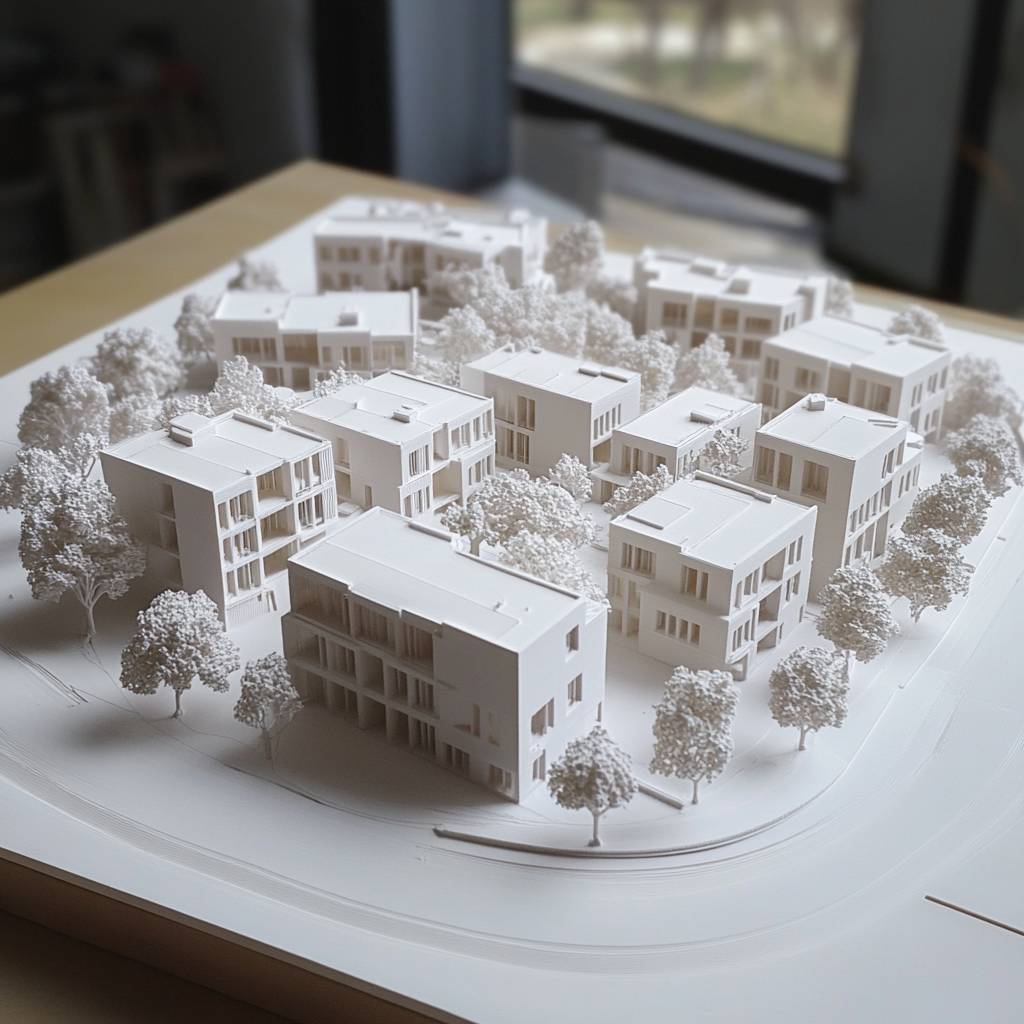 3D printed scale model of a housing development