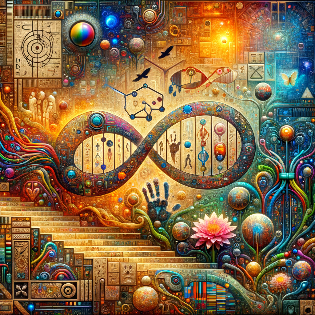 The golden ratio, Minimalist art Circuit, boards, circuitry, diagrams Cellular structures, DNA, circuit boards, colorful wires,  asian and Egyptian  graffiti, lie detector graphs, cardio, printout , branches infinity sign, cave, Art, handprints, distant birds flying, flowering vines, abstract gestural painting, dna