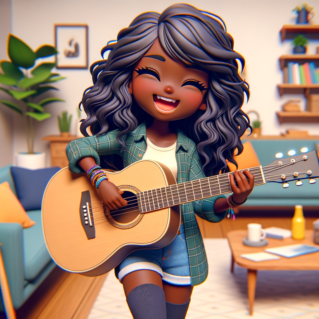 Black girl playing a guitar