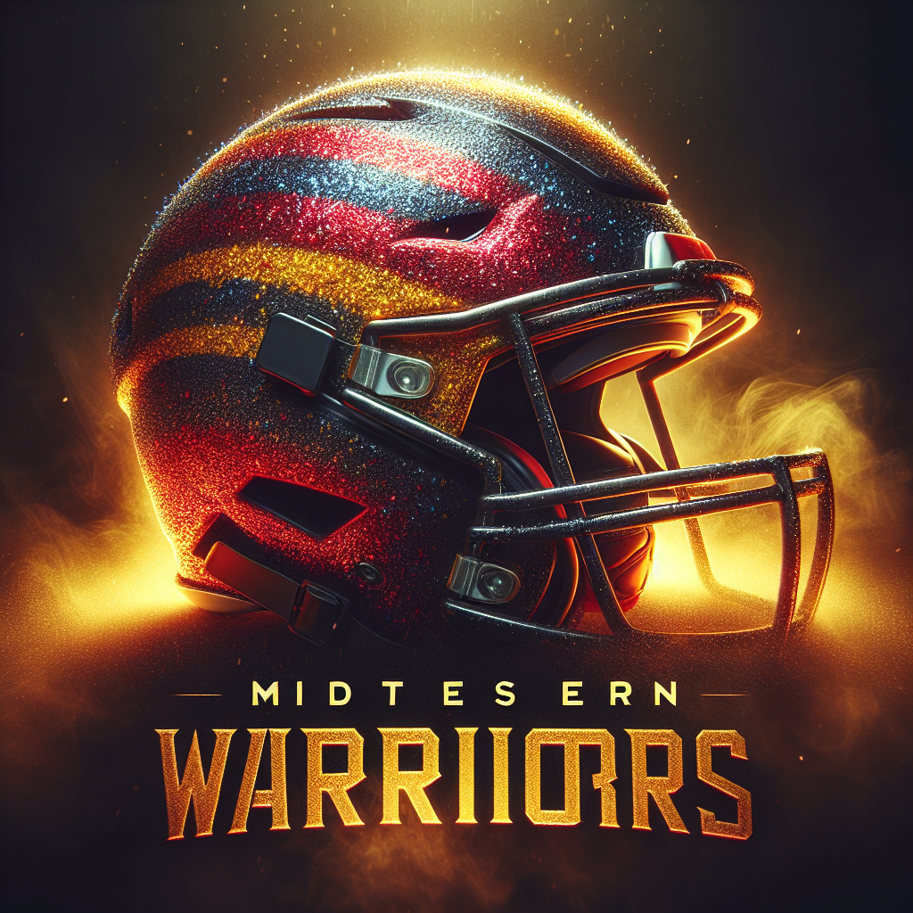 pretty glitter filled black outlined vividly  colored helmet with the Kansas City chiefs  football team logo and colors placed centrally with the team name written in bold graphic font Kansas City chiefs  the back  ground is smokey and gold