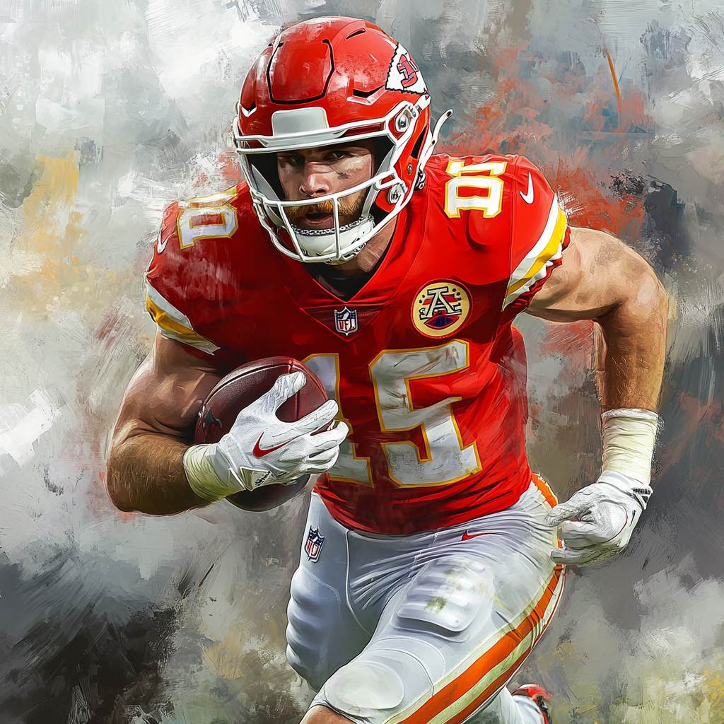 Travis Kelce  NFL player, picture in action, in GTA art style