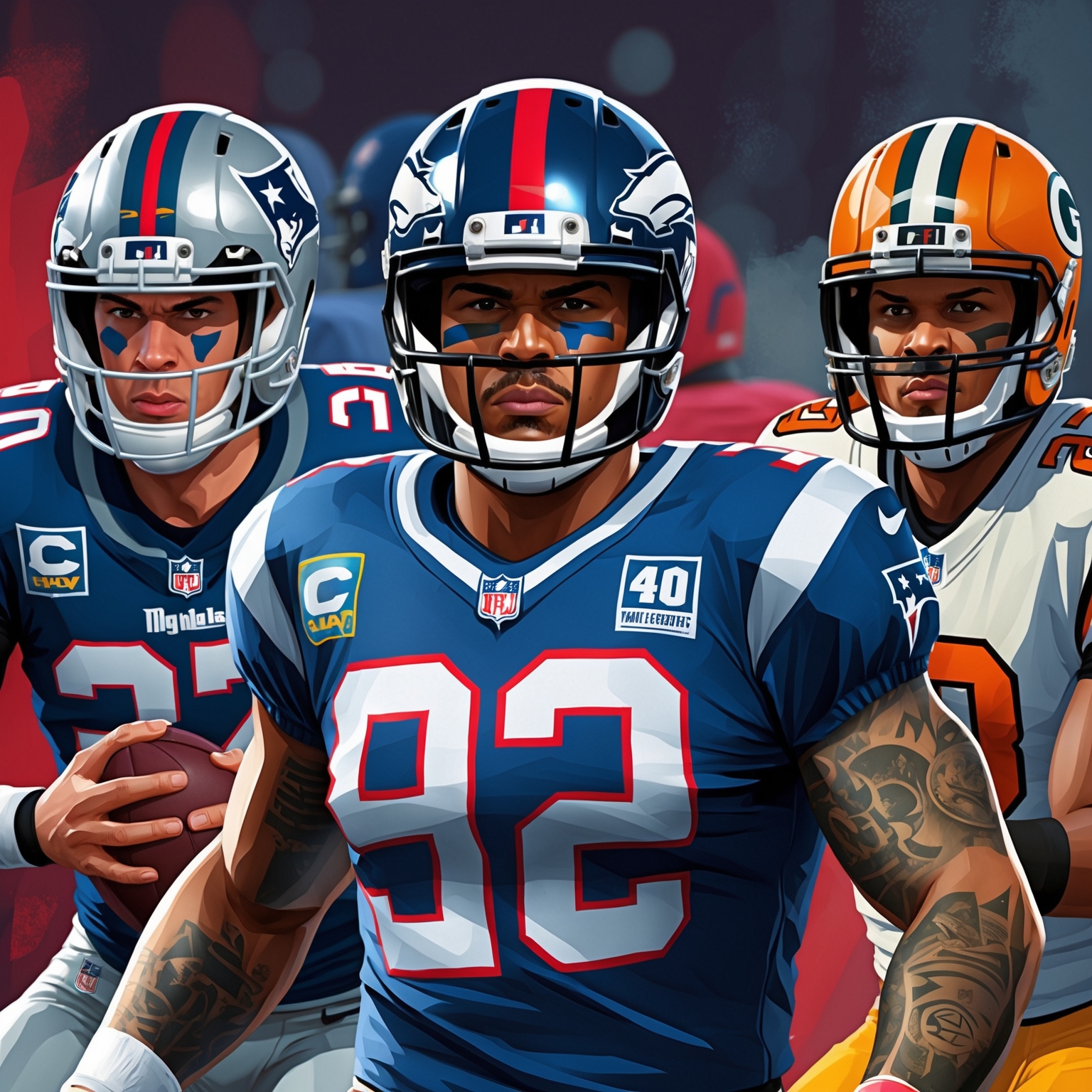 NFL players in action, gta art style