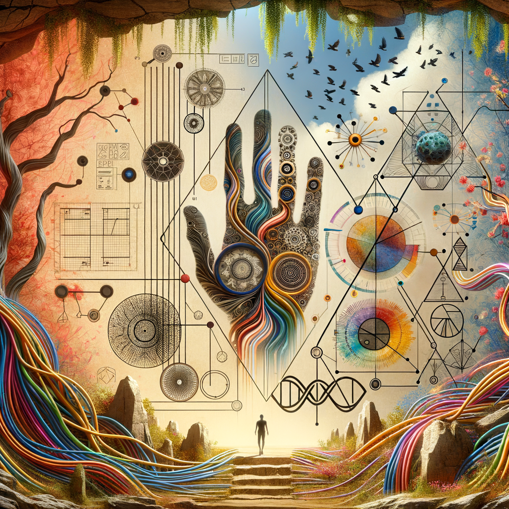 The golden ratio, Minimalist art Circuit, boards, circuitry, diagrams Cellular structures, DNA, circuit boards, colorful wires,  asian and Egyptian  graffiti, lie detector graphs, cardio, printout , branches infinity sign, cave, Art, handprints, distant birds flying, flowering vines, abstract gestural painting, dna, gears