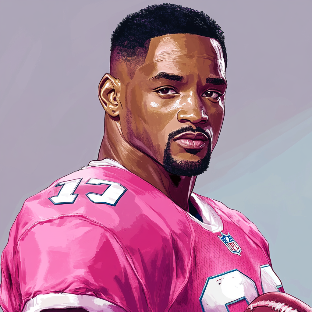 Will Smith as NFL player, in GTA art style.