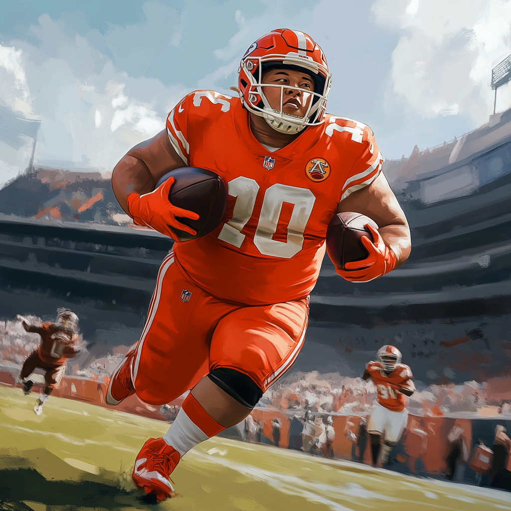 Kim Jong Un  NFL player, picture in action, in GTA art style