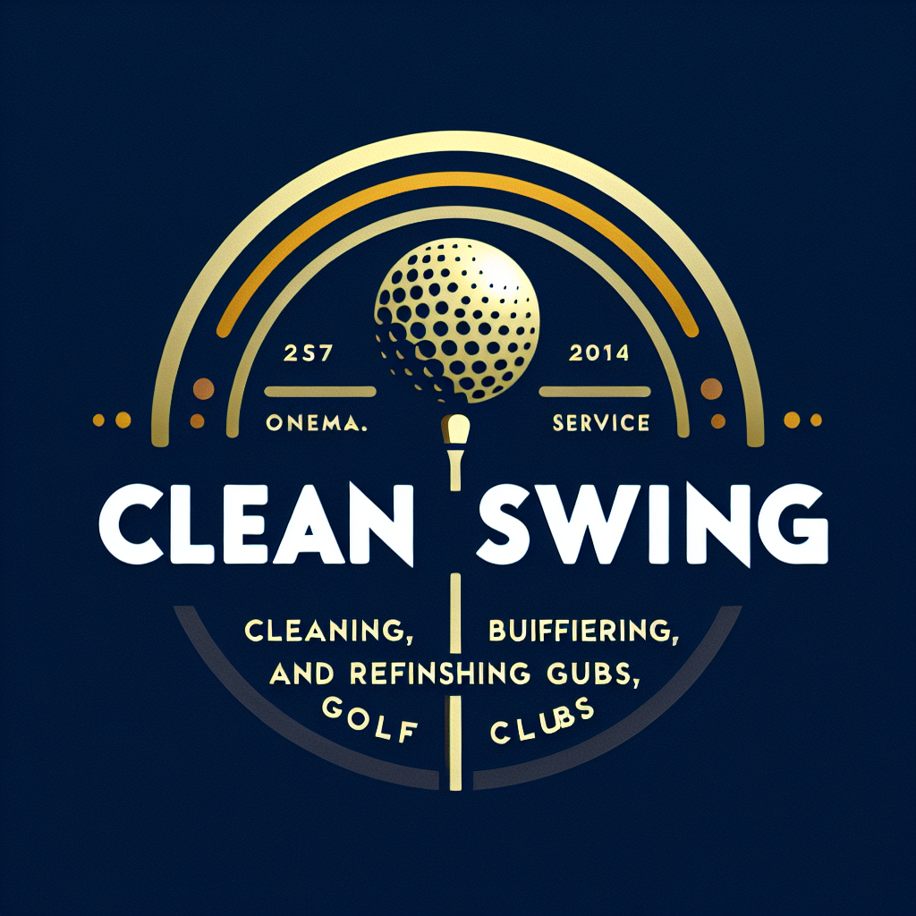 Design a logo for "Clean Swing," a golf club cleaning, buffering, polishing, and refinishing service. The logo should have a modern, minimalist design. Implement a more unique logo and stay away from a cliche gold logo design. The text "Clean Swing - cleaning, buffering, polishing, and refinishing golf clubs" should be in a clean, legible font, ensuring all letters are present and the text is fully visible within the logo frame with no added letters and numbers.  The overall style should be reminiscent of a high-end sporting goods brand.  Avoid overly cartoonish or cluttered designs. Follow the rule of 3 and all todays top modern logo design guidelines.