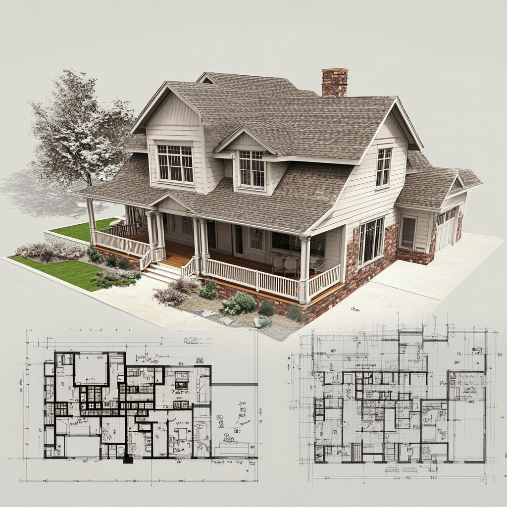 A detailed specification sheet for a 3D house