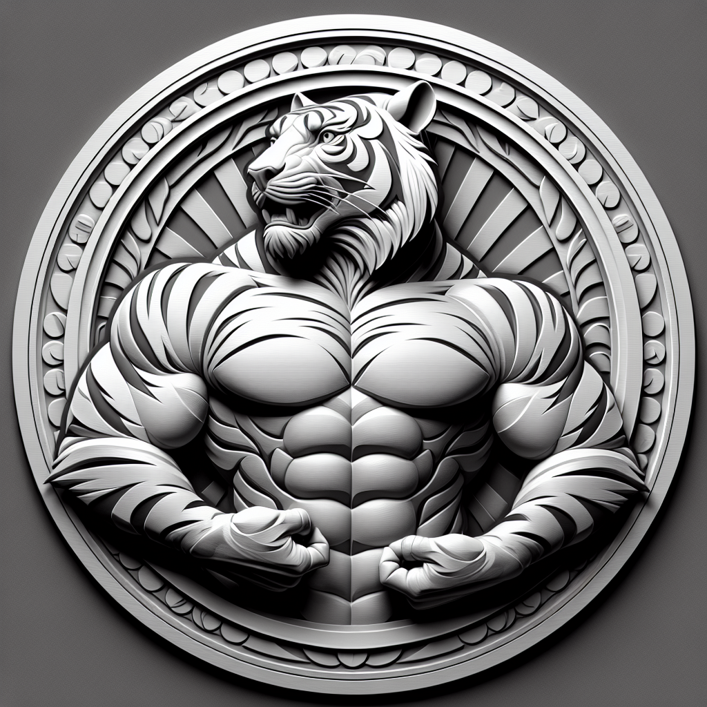 Design a high-contrast grayscale 3d bas relief of tony the tiger, The composition should be circular like a coin emblem, designed for CNC routing with balanced lighting to accentuate fine details, sharp edges, and distinct textures. Employ deep shadows and strong highlights to define planes and surfaces clearly.