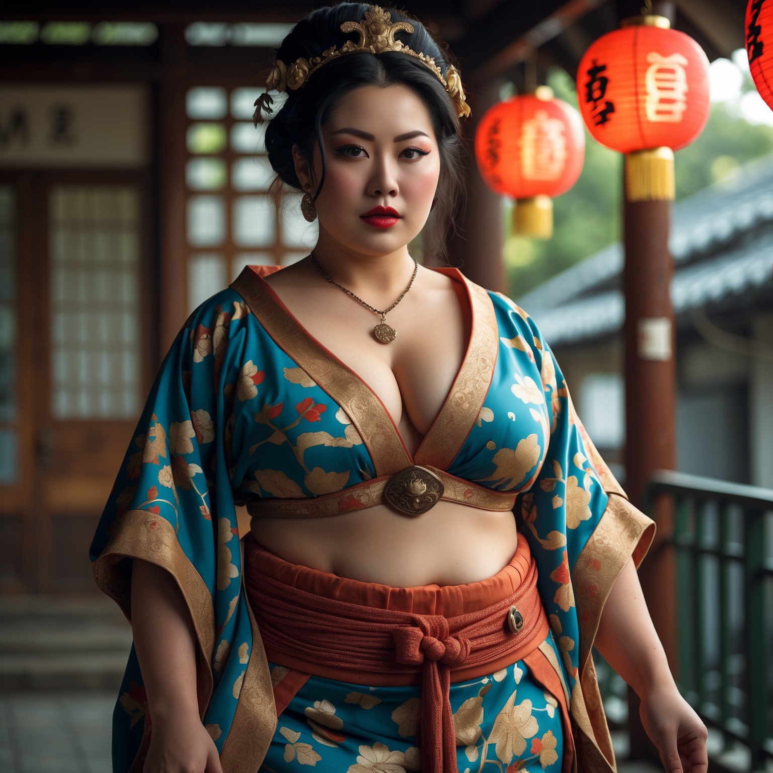 Create a curvaceous woman of Ashkenazi and Japanese ancestry