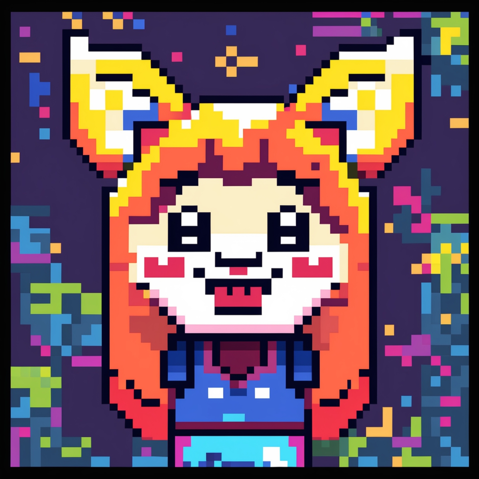 ,happy, pixel style art