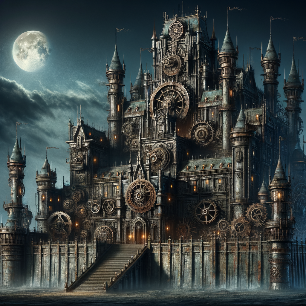 Steampunk black undead castle