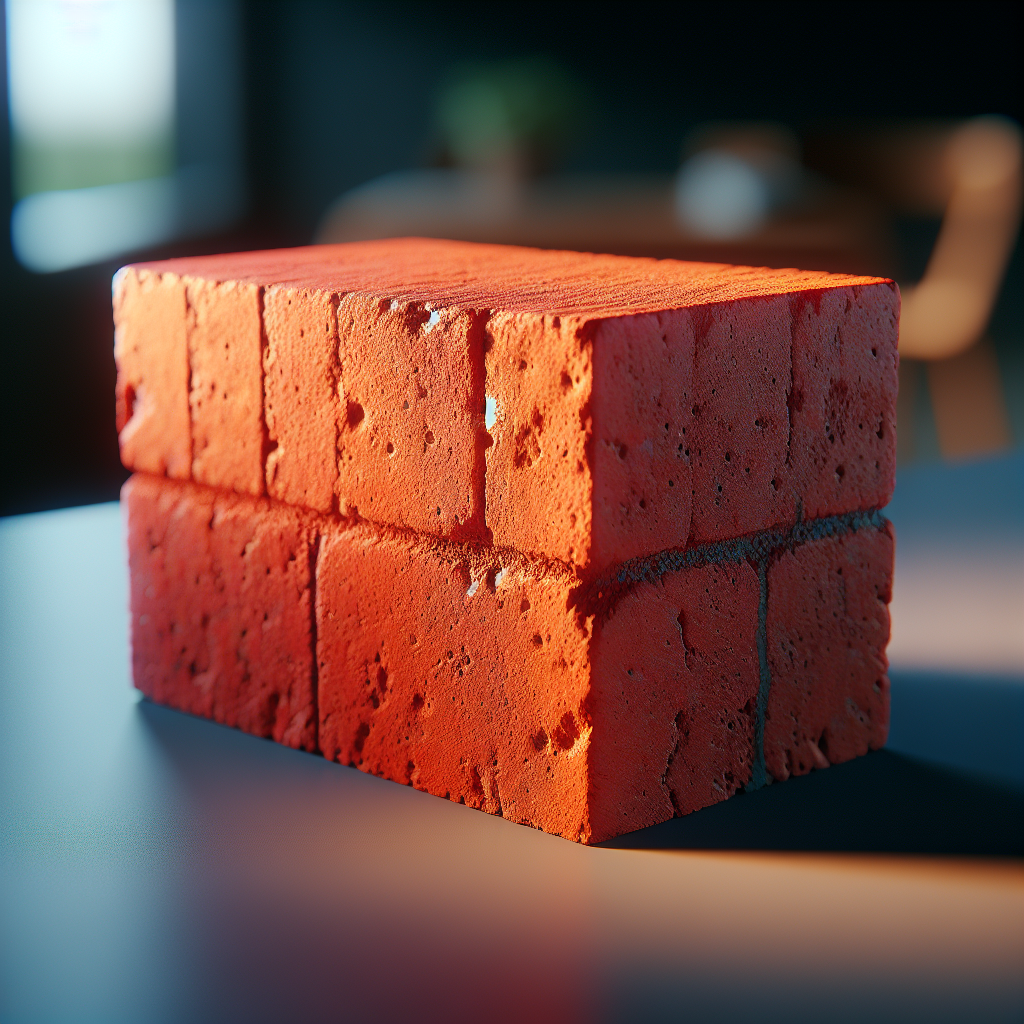 Create an image of one red brick with a realistic texture and natural lighting.