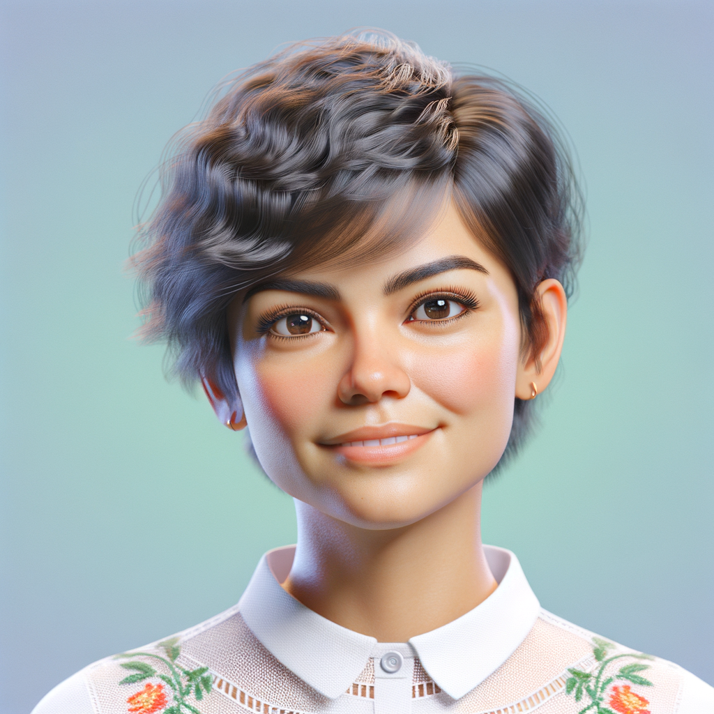 Create an image of a beautiful short hair putter rican, cheeky and cute