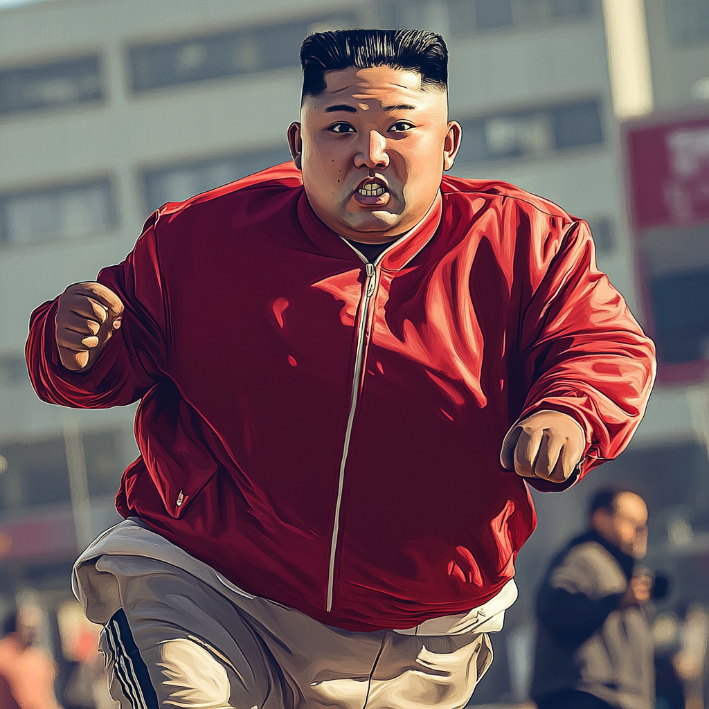 Kim Jong Un  NFL player, picture in action, in GTA art style