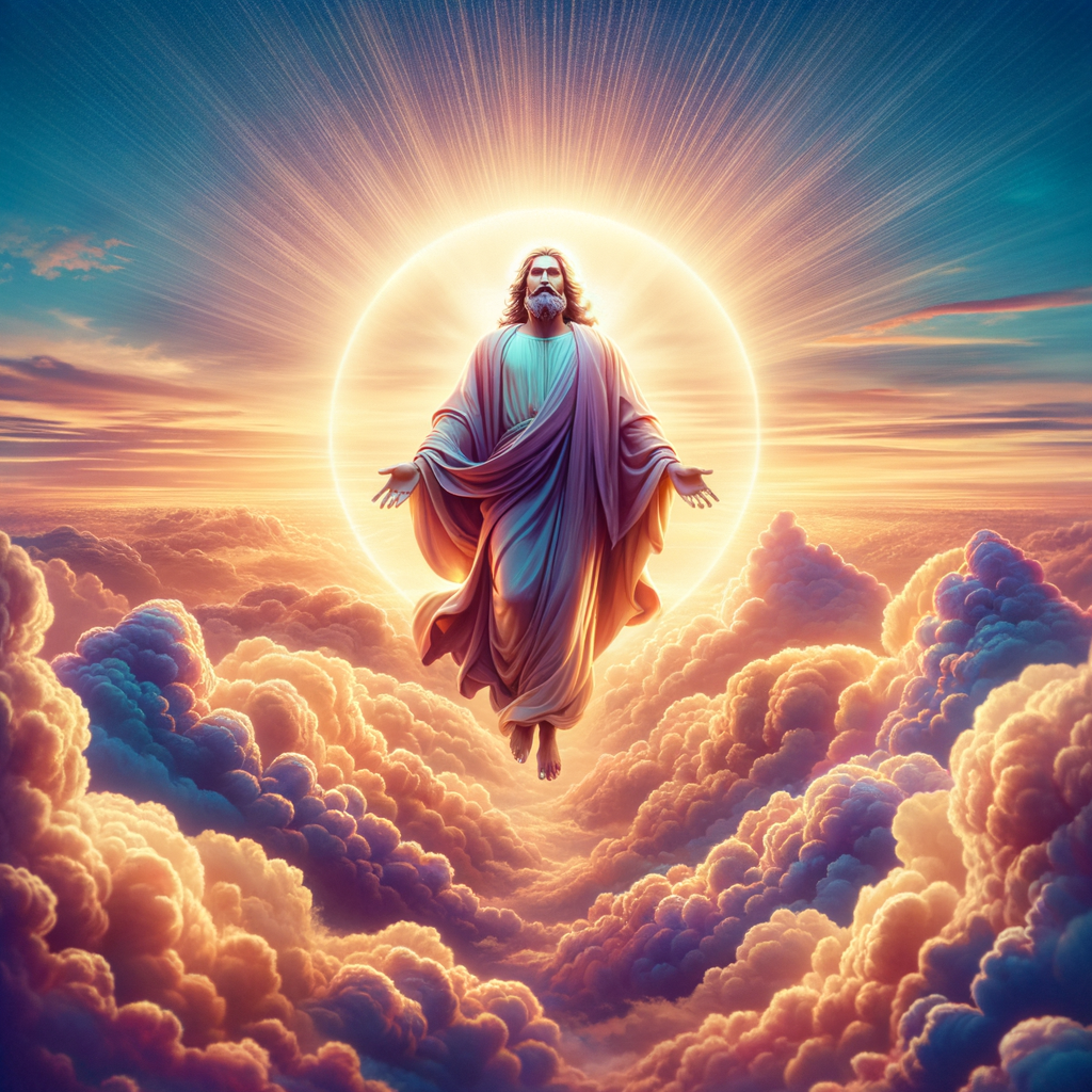 Create a image of Jesus Christ, coming in the clouds