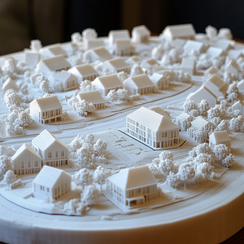 3D printed scale model of a housing development