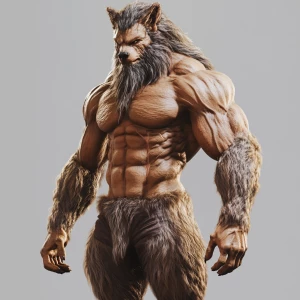 Lycan hairymuscles showing off full body view