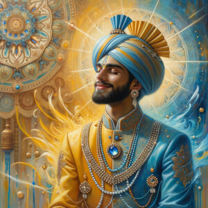 A spiritually enriching illustration portrays an African America...
